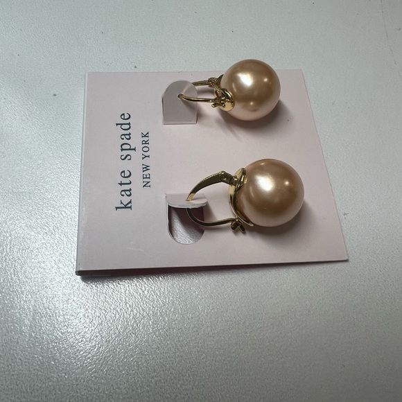 New Kate Spade Signature Pink Pearl Drop Earrings - Picture 2 of 2